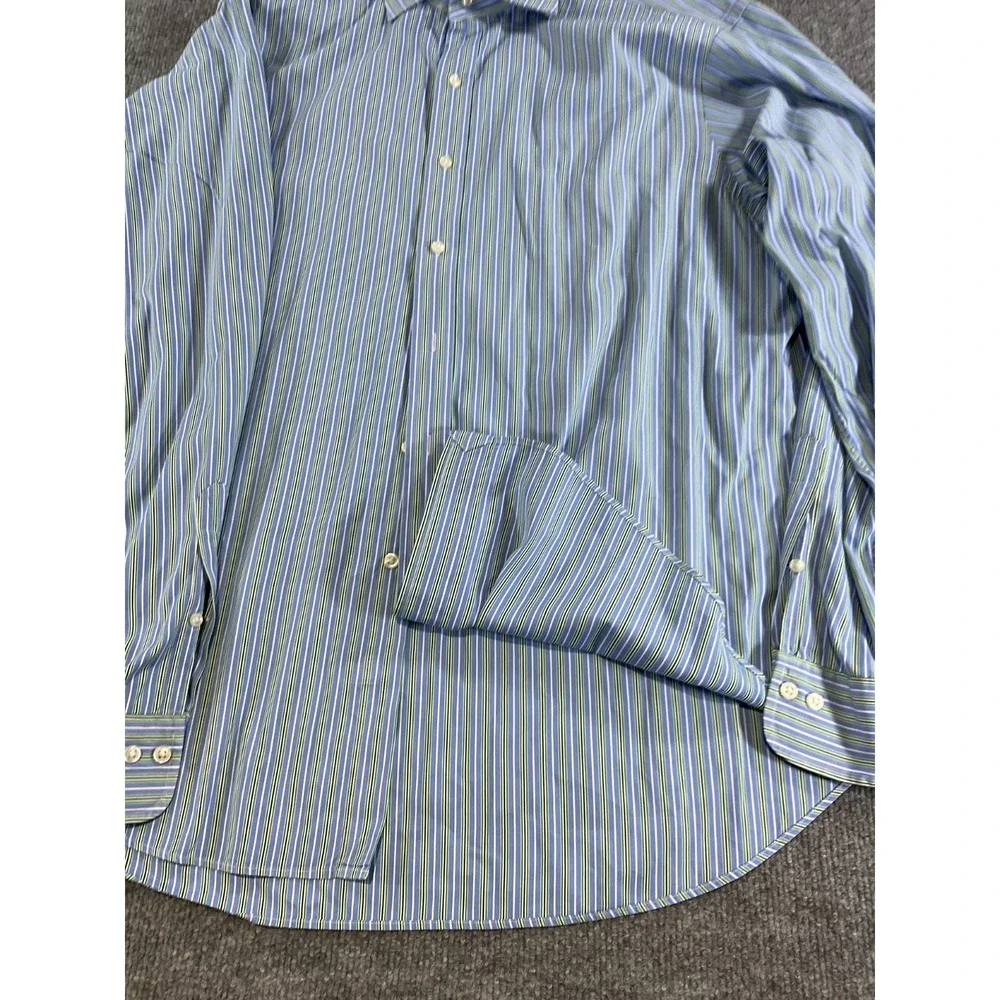 Polo Ralph Lauren Regent Classic Fit Dress Shirt 17.5 36/37 Blue Stripe Long Sle